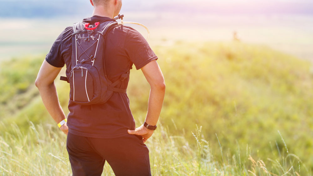 man with hydration pack