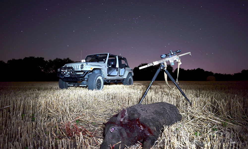 nighttime hog hunting setup