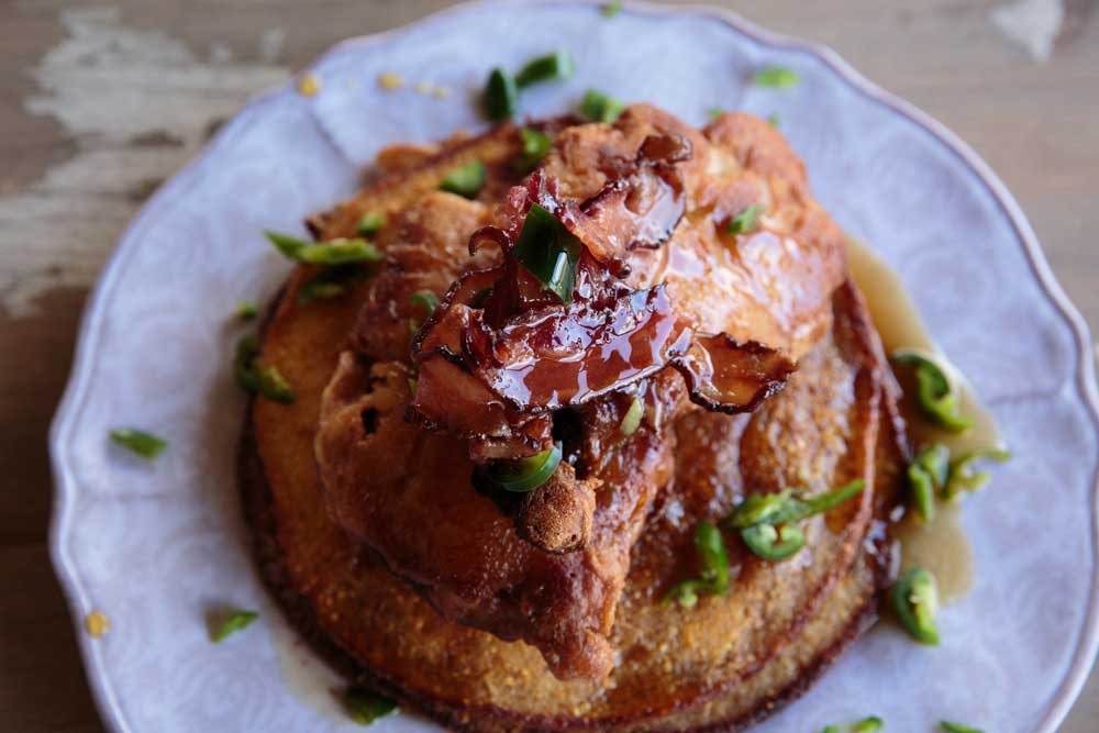 pheasant and cornbread pancakes