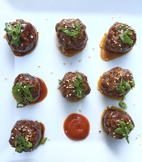 spicy asian glazed venison meatballs