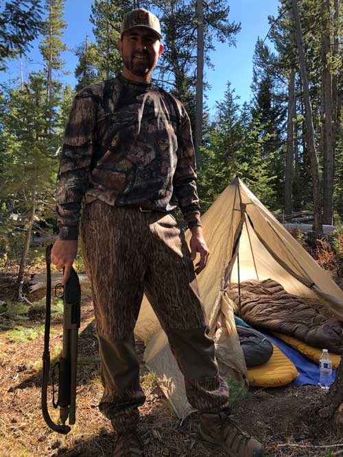 hunter tent camping in Yellowstone