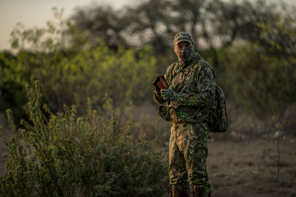 turkey hunter with box call