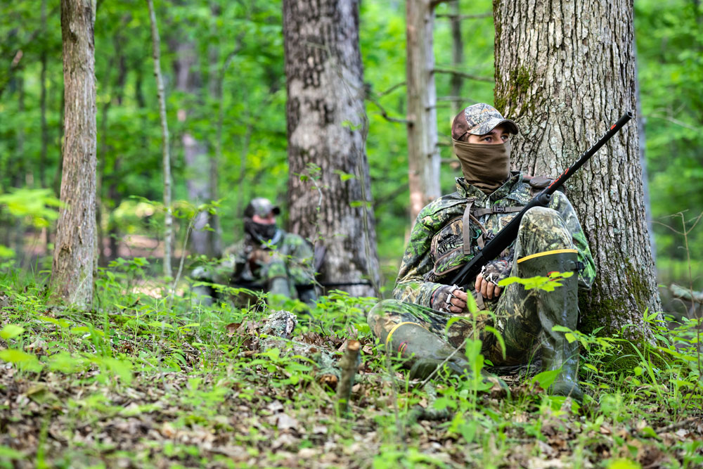 turkey hunters set up