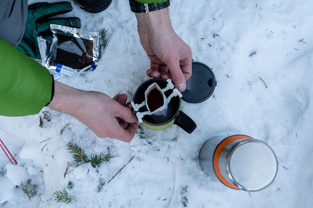 winter camping coffee